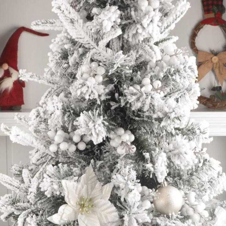 24 stuks glitter witte bessen stelen, kunstrode bessen, plukken, glitter, witte bessen, takken, kerstbessen, steel, picks voor kerstboom, doe-het-zelf, knutselen, bruiloft, vakanti