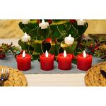 Set van 4 rode vlamloze votief kaarsen echte wax druipend ontwerp, LED Faux batterij aangedreven theelicht kaarsen met timer voor Kerstmis en Advent, batterijen inbegrepen - D 5 cm