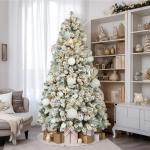 180 cm kerstboom kustlich met verlichting, led witte decoratie met 8 lichtmodi, 250 warmwitte lampen, opvouwbare standaard, sneeuwtakpunten voor feestdecoratie thuis