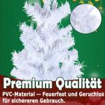 Kunstkerstboom, 150 cm, wit, pvc, kerstdecoratie, snel opgebouwd, klapsysteem, moeilijk ontvlambaar voor thuis, kantoor, winkel, incl. metalen standaard