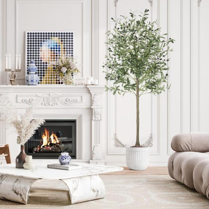 Olijfboom, kunstplant, 180 cm, grote kunstolijfboom, kunstboom, ziet eruit als echt voor woonkamer, slaapkamer, kantoor, decoratie