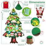 Vilten kerstboom voor kinderen, 3,3FT DIY muur opknoping kerstboom set, kinderen vilten kerstboom met 34 ornamenten en 5 m licht touw, ideaal voor thuis deur raam decoratie