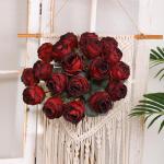 10 stuks kunstrozen, rood, 50 cm hoog, enkele roos, lange steel, namaakbloem, zijden bloesem, roos, realistische bloem voor tafel, kantoor, feest, bruiloft, woondecoratie (rood, 10