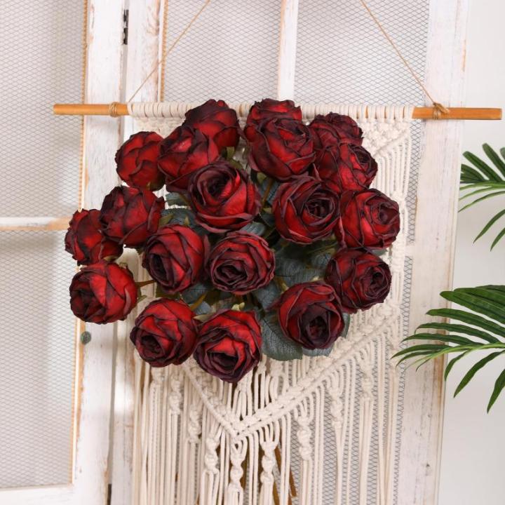 10 stuks kunstrozen, rood, 50 cm hoog, enkele roos, lange steel, namaakbloem, zijden bloesem, roos, realistische bloem voor tafel, kantoor, feest, bruiloft, woondecoratie (rood, 10