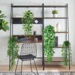4 stuks kunsthangplanten, eucalyptusbladeren met potten, onderhoudsvrije , wijnstok voor tuin, binnen en buiten (pothos)