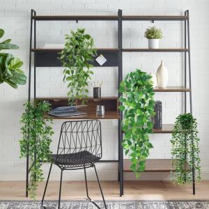 4 stuks kunsthangplanten, eucalyptusbladeren met potten, onderhoudsvrije , wijnstok voor tuin, binnen en buiten (pothos)