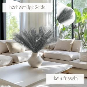 Kunstpampasgras, klein, kleur grijs, 5 stelen, 55 cm lengte, kunstmatig pampasgras, woonkamer, droogbloemen voor slaapkamer, bruiloft, boho-decoratie