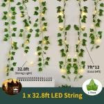 12 Stück künstliche Pflanzen,grün Blatt Efeu Rebe mit 80 LED-Licht, für Hochzeit Party Garten Festival Dekorationen Wanddekoration