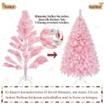 Kunstkerstboom, 154 cm, roze, dennenboom met 398 takken, opvouwbare metalen standaard, herbruikbare kerstboom, kunstboom voor kerstdecoratie