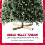 Onin, kunstkerstboom met kunstsneeuwcoating op punten, met 850 takken en houten standaard, inclusief 75 PE-spuitgietwerk en 775 pvc-punten, klapsysteem (H180 cm)