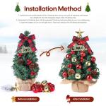 Mini kerstboom kleine kerstboom met verlichting LED tafel kerstboom klein kunstmatig versierd voor Kerstmis decoratie 60 cm