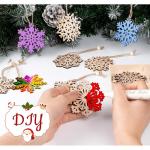18 x sneeuwvlokken van hout, 9 designs, kerstboomversiering, houten sneeuwvlok, 7,5 cm, houten hangers Kerstmis met henneptouw, onafgewerkte kerstboomhangers van natuurlijk hout vo
