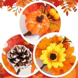 6 stuks kunstherfstbloemen herfstbladeren pompoen kunstdennenappels herfst binnen buiten boeket herfstdecoratie voor herfst oogst Thanksgiving Halloween