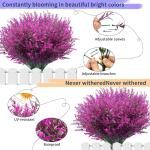12 bundels kunstlavendel struiken, voor buiten, balkonplanten, weerbestendige uv-bestendige plastic bloemen voor outdoor, binnen, balkon, tuin, balkonbakken, fuchsia