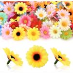100 stuks kleine madeliefjes, gerbera madeliefjes, , stoffen bloemen, kunstmadeliefjes, ontworpen voor bloemendecoraties, doe-het-zelf (kleurenmengsel)