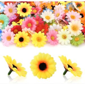 100 stuks kleine madeliefjes, gerbera madeliefjes, , stoffen bloemen, kunstmadeliefjes, ontworpen voor bloemendecoraties, doe-het-zelf (kleurenmengsel)