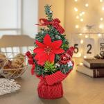 Tisch-Weihnachtsbaum,Weihnachtsbaum klein,8,27 Zoll Tisch-Weihnachtsbaum mit Schleifenkugeln und Beeren - Schleifen-Baumspitze, farbenfrohes, ästhetisches Kiefernbaum-Dekor für d