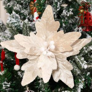 Große Weihnachtsblumen, 30cm, 6 Stück, künstliche Weihnachts Blumen Samt, Weihnachtsbaum Blumen Ornamente, gefaltet, für Weihnachtsdekoration, Neujahr,Hochzeit ﻿ (Champagner)