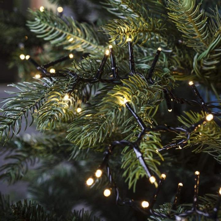 Led-clusterlichtsnoer, werkt op stroom, decoratie voor en buiten, tuin, kerstboom, bruiloft (500 leds, warm wit continu licht)