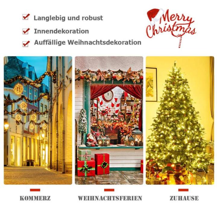 Kunstkerstboom met led-lichtkettingen, kerstboom met verlichting, 210/225/240 cm, groen