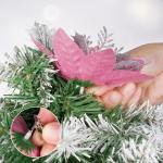 12 stuks glitter kerstster bloemen roze kerstbloemen met 12 stuks kunststof wortelstokken 12 stuks clip kunstglitter kerstboom bloemen voor bruiloft kerstboom decoraties