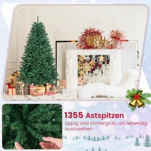 Kunstkerstboom, 180/225/275 cm, dennenboom met metalen standaard, kunstboom kerstklapsysteem, pvc-naalden, ideaal voor thuis, kantoor, winkels en hotels, groen (225 cm)