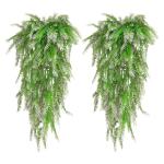 2 stuks 80 cm nepplanten kunstmatige hangende planten kunstmatige wijnstokken nepvarens Perzische rotan plastic planten voor muur indoor manden decoratie, wit