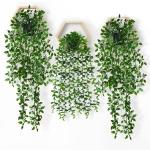 Hangende kunstplant in pot, 3 stuks hangplanten, , wijnstok, eucalyptus, tot 80 cm lang, plastic planten, decoratie, groene planten voor binnen en buiten, keuken, kamer, muur,