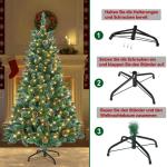210 cm Weihnachtsbaum Künstlich Dekobaum PVC Kunstbaum mit 350 LEDs Ständer und Tannenzapfen Tannenbaum Deko Christbaum mit Schnee-Effekt Künstlicher Weinachts Baum für Drinnen