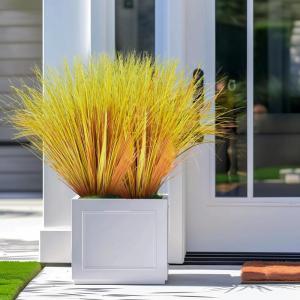 , verpakking van 8 stuks zoals echt kunstgras, kunstbossen, tarwegras, groen, outdoor, uv-bestendig, kunstgras voor thuis en tuin (16, geel oranje)