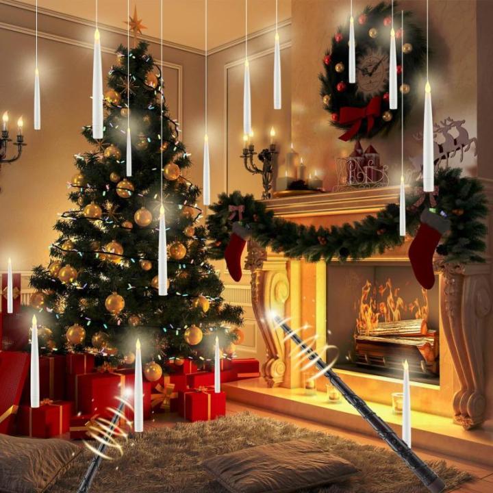 12 stuks led-kaarsen met toverstaf, afstandsbediening, drijvende batterijvoeding voor Kerstmis, bruiloft, Halloween, verjaardagsfeest