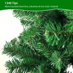 Kerstboom 210 cm (Ø ca. 135 cm), kunstkerstboom groene dennenboom met 1346 takken, 7 FT kerstboom met houten standaard klapsysteem, verwijderbaar inklapbaar en moeilijk ontvlambaa