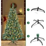 Kunstkerstboom met verlichting, sneeuweffect, led-dennenboom met metalen standaard, 350 lampen, pvc-kerstboom voor kerstdecoratie, 210 cm