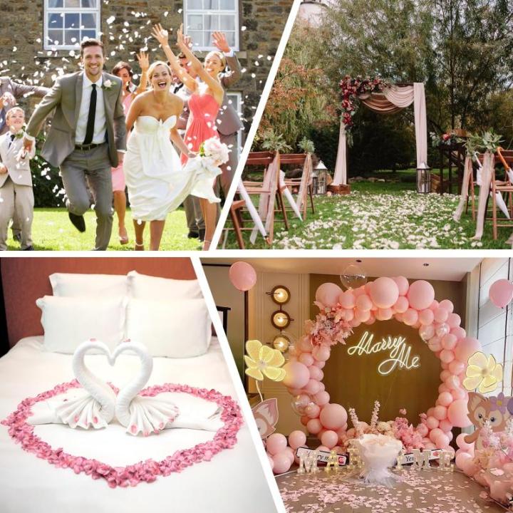 1200 stück Künstliche Rosenblätter, Romantische Rosenblätter Deko, Künstliche Rosenblüten Getrocknet für Hochzeit, Valentinstag, Jahrestag, Tischdekoration, Geburtstag, roma