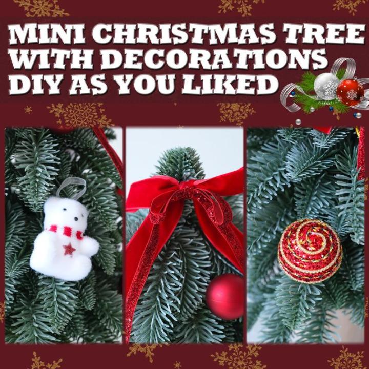 Kleine groene kerstboom, simulatie tafelkerstboom, kleine kerstboom en doe-het-zelfdecoraties, 51 PE-tips, mini-kerstboom voor binnen en buiten, voor een feestelijke touch