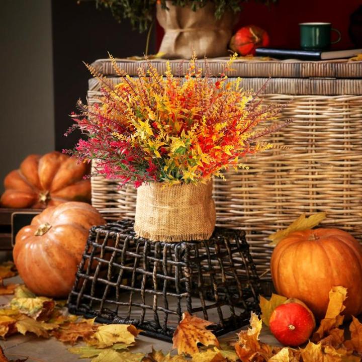 4 stuks kunstmatige esdoornbladeren, herfstbladeren, , herfstesdoornbladeren, takken, kunstmatige esdoornbladeren, herfstbladeren, voor binnen en buiten (herfst B)