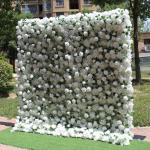 Simulierter Stoffhintergrund, Blumenwand, Simulierte Weiße Rosen, Grüne Pflanzen, Künstlicher Blumenwandhintergrund, Seidige 3D-Rosen, Dekoration Für Drinnen Und Draußen, Für