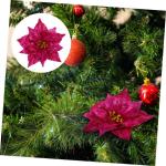 7St künstliche Blumen Weihnachtsblume Kerzenhalter Rot goldene Kerzen Mini Hochzeitsdeko weihnachtsdeko künstliche Pflanzen kunstpflanze Dekor Weihnachtskranz Blumen Sport