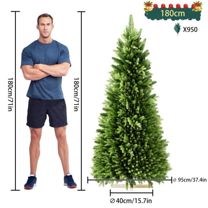 Kunstkerstboom 180 cm premium dennenboom kunstgroen PVC, natuurgetrouwe spuitgietelementen, edelspar snel op te bouwen, brandvertragend, incl. kerstboomstandaard (1,8 m)