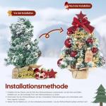 Mini-kerstboom kleine kerstboom met verlichting, led-tafel, kerstboom, klein, kunstmatig versierd, voor kerstdecoratie (40 cm, rood met goud)