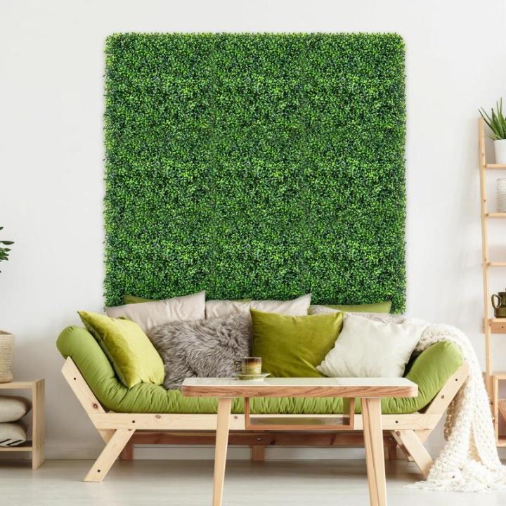 12 stuks kunstheggen, plantenwand, 50 x 50 cm, panelen met buxusbladeren, gesimuleerd gazon, kunstplant, uv-bescherming, kunstplant, decoratie voor muur, balkon, tuin, groen