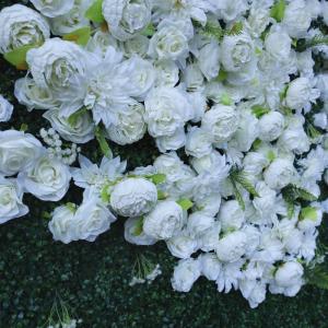 Weiße 3D-Simulation Rose Green Grass Bottom Cloth Flower Wall ， Hochzeitsdekoration Für Fotohintergrund Home Party Wedding Backdrop(3 * 3m/9.8 * 9.8ft)