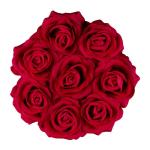 Rozenbox rond, 8 rozen, stabiele bloemenbox, zwart, lang houdbaar, cadeau-idee, decoratieve bloemenbox, rood, 17 x 17 x 17 cm