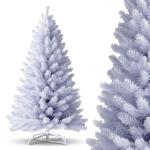 Kunstkerstboom, kunstdennenboom, pvc, met metalen standaard, premium Nordmann-spar, moeilijk ontvlambare kerstboom voor kerstdecoratie, herbruikbaar, witte kunstdennenboom, 150 cm