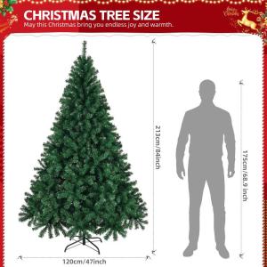 Kunstkerstboom 120/150/180/210 cm pvc-materiaal verdikte takken, opvouwbaar met robuuste sokkel, groen, 210 cm