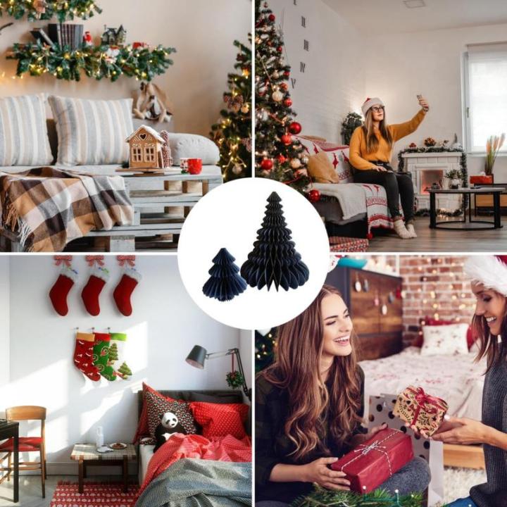 Papieren kerstboom, decoratief kunsthandwerk met meerlaagse splitten, kerstdecoratie om te knutselen, tafelopzetstuk van papier, ideaal voor het creëren van een feestelijke sfeer 