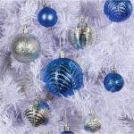 zilveren kerstbalornamenten voor kerstversiering - 36 stuks kerstboom onbreekbare ornamenten met ophanglus voor vakantie- en feestdecoratie (combo van 6 stijlen in 3 maten)