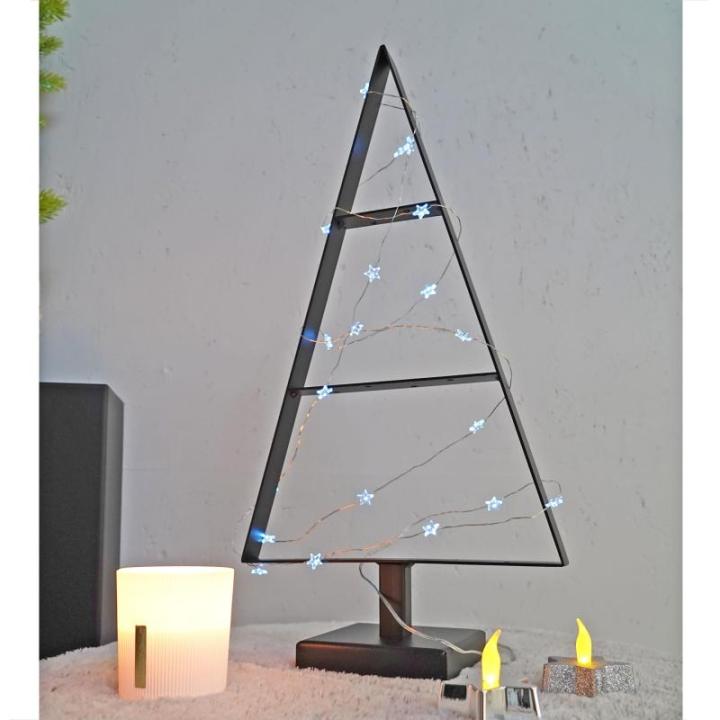 Weihnachtsbaum aus Metall Christbaum Tannenbaum Deko Baum Kunstbaum Loft Schwarz Weiß Gold (Schwarz, 50cm)