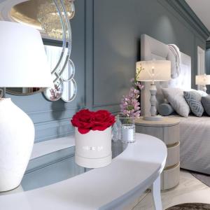 Rozenbox rond, 4 rozen, stabiele bloemenbox, wit, 10 jaar houdbaar, cadeau-idee, decoratieve bloemenbox, rood
