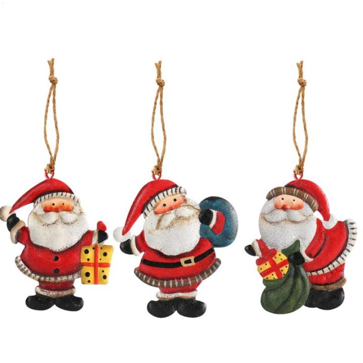 6x metalen voor de kerstboom - kerstboomversieringen van metaal - kerstversieringen met sneeuwpop en kerstman (6 stuks - Kerstman + Sneeuwpop - groot)